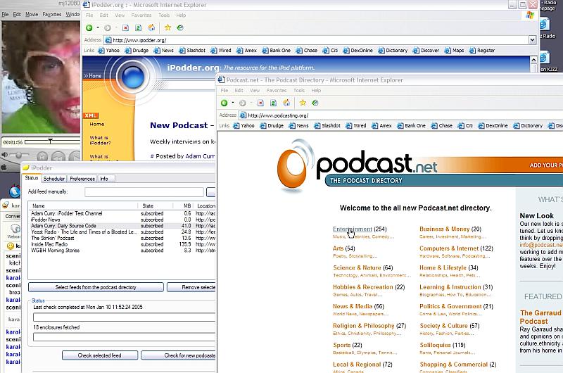 Screen capture of my desktop featuring popular sites and persons from Podcasting