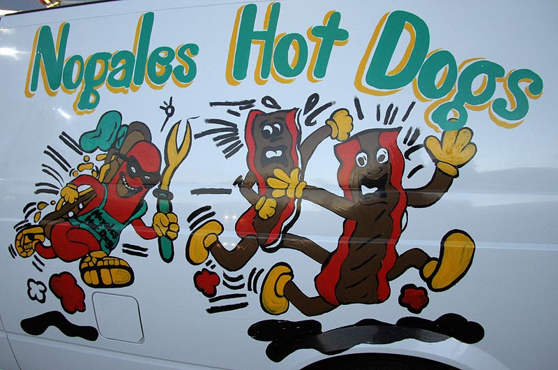Side of the van for local street side seller of Nogales Hot Dogs in Phoenix, Arizona