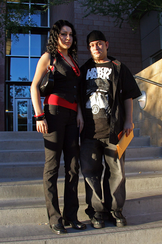 Maria Estrada and Nelson Tello at the Clark County Marriage Bureau in Las Vegas, Nevada applying for a marriage license