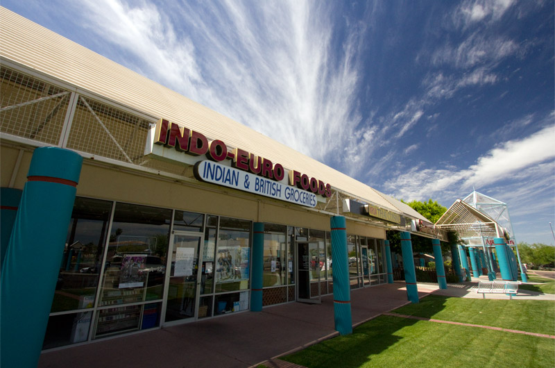 Outside of Indo Euro Foods Indian and British grocery store in Phoenix, Arizona