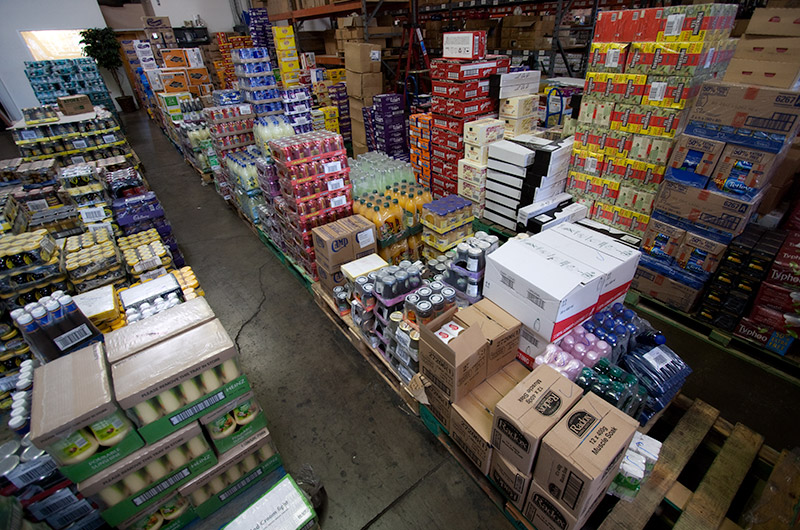 A new container of British foods unpacked and ready to be shelved at Piccadilly Imports in Los Angeles, California