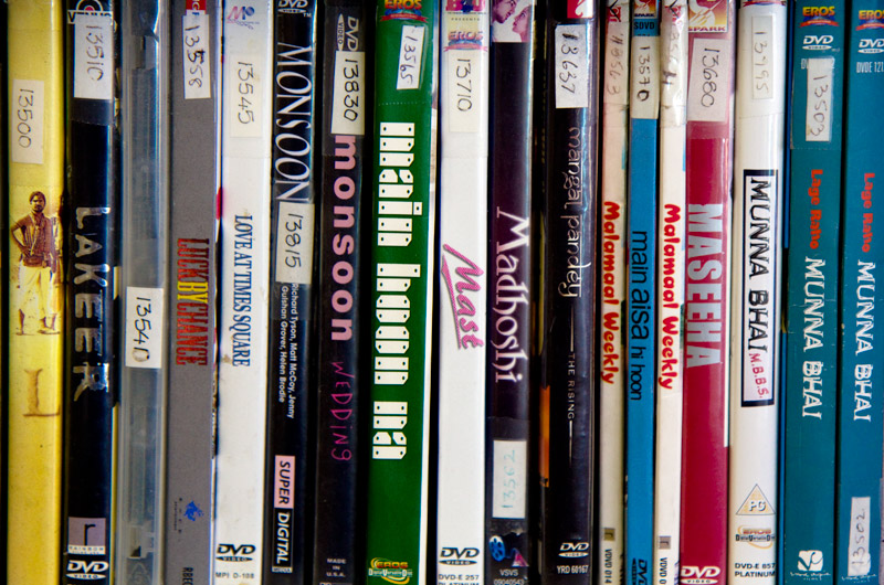 Assorted Bollywood DVD's for rent at Indo Euro Foods in Phoenix, Arizona