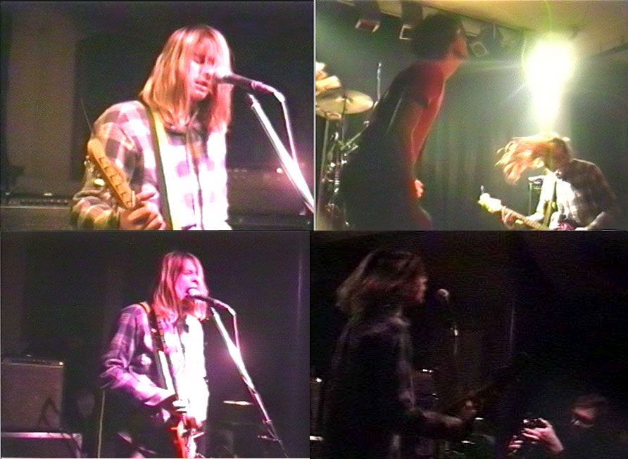 Screen captures of Nirvana from a show at Ku-Ba in Hanau, Germany performed on November 18, 1989
