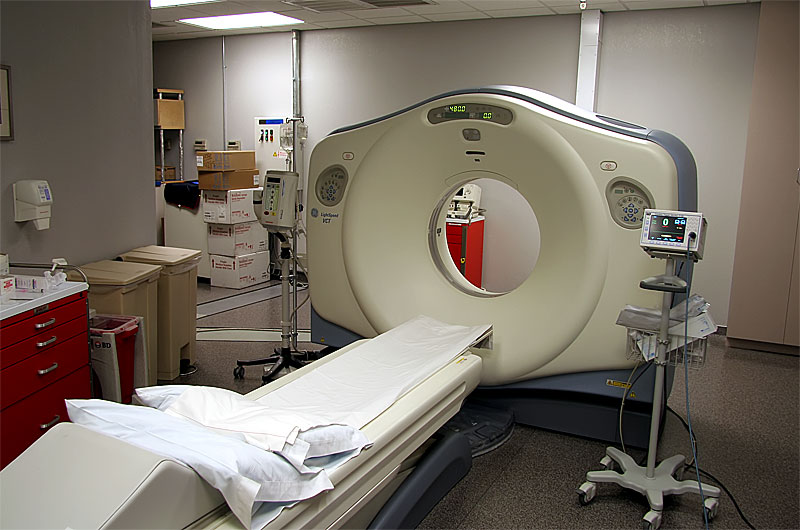 The scanner used for testing calcium / plaque buildup on the heart at the Arizona Heart Institute in Phoenix, Arizona