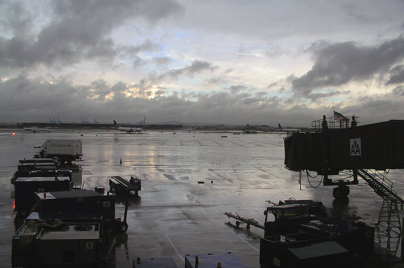 Finally blue sky peeks through while we wait for our flight.