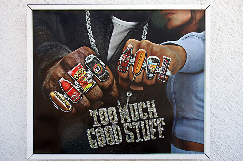 Poster at local convenience store featuring bling snack ideas