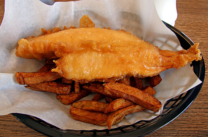 Fish and Chips or deep fried haddock and french fries from the Codfather in Phoenix, Arizona