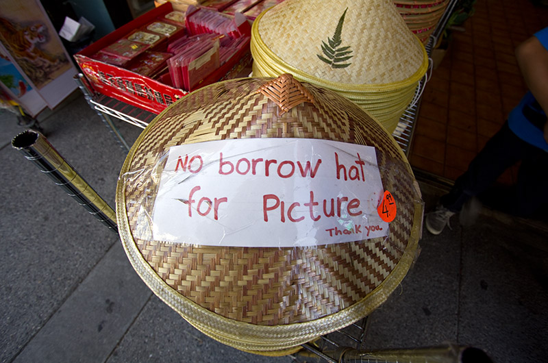 A straw hat on display in China Town - Los Angeles, California