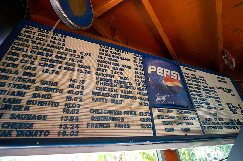 Menu from Oki Dog in Hollywood, California