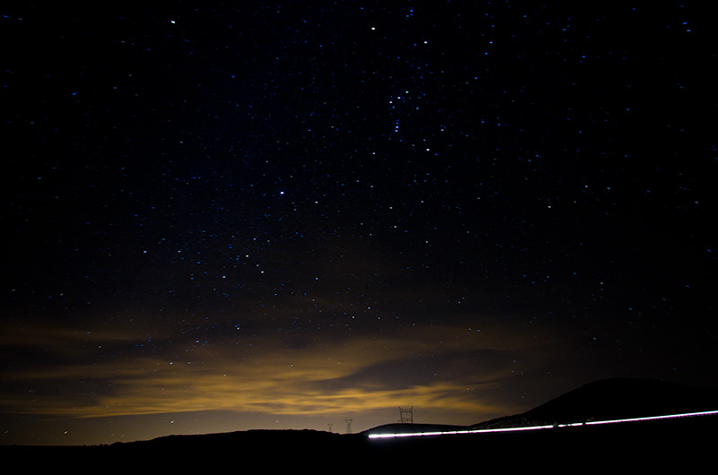 The night sky from Badger Springs exit off the Black Canyon highway in Arizona looking towards Phoenix