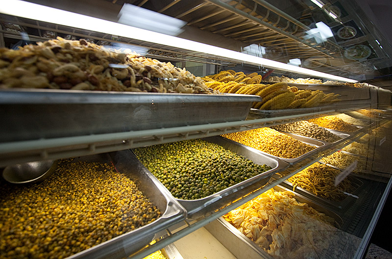 Snack display at Ras Raj in Artesia, California