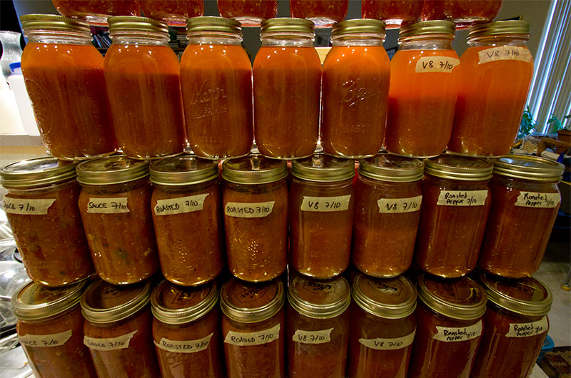 Canned pasta sauce and tomato juice made from tomatoes grown by Tonopah Rob 