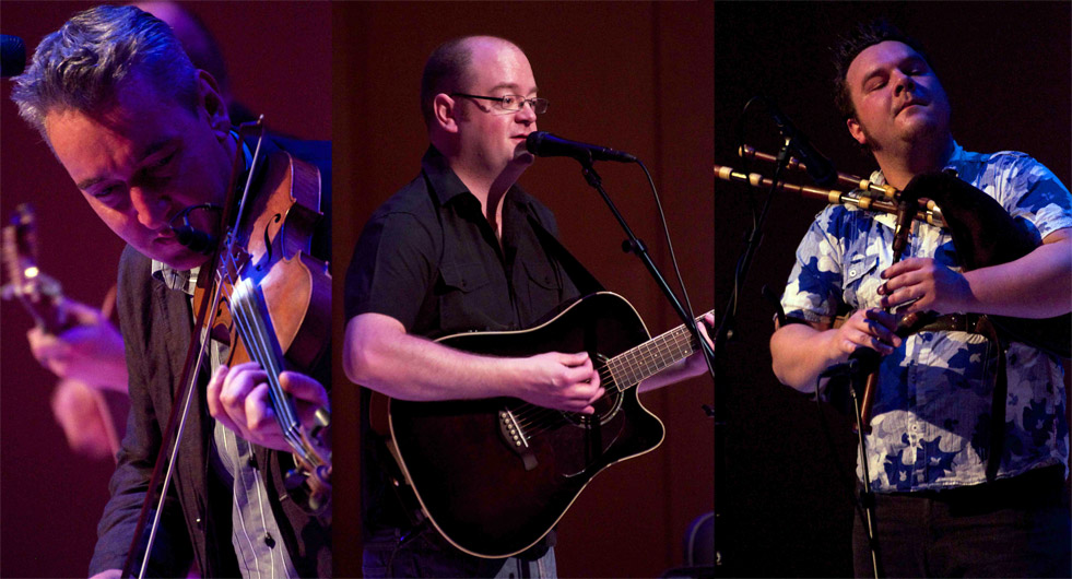 Three of the members of Old Blind Dogs who play traditional Scottish folk and Celtic music.