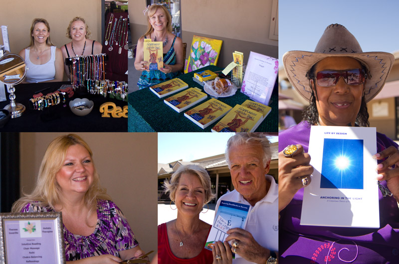 Some of the participating vendors at the Spiritual Fair held twice yearly at the Scottsdale Promenade in Arizona