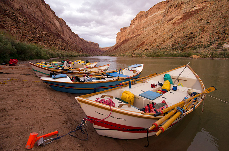 Dories at Soap Creek on the Colorado river in the Grand Canyon - our first campsite.
