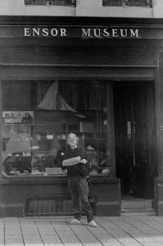 John Wise in front of the Ensor House and Museum in Oostende, Belgium