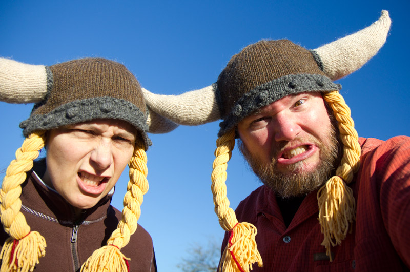 Caroline and John Vikingsten getting ready to eat villagers we pillaged