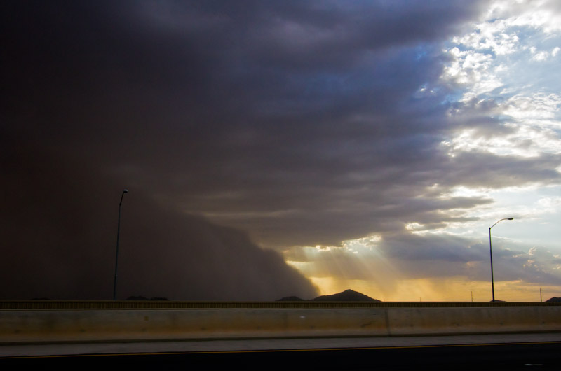 A dust storm, also known as a Haboob, arrives from the south to blanket Phoenix, Arizona in dust