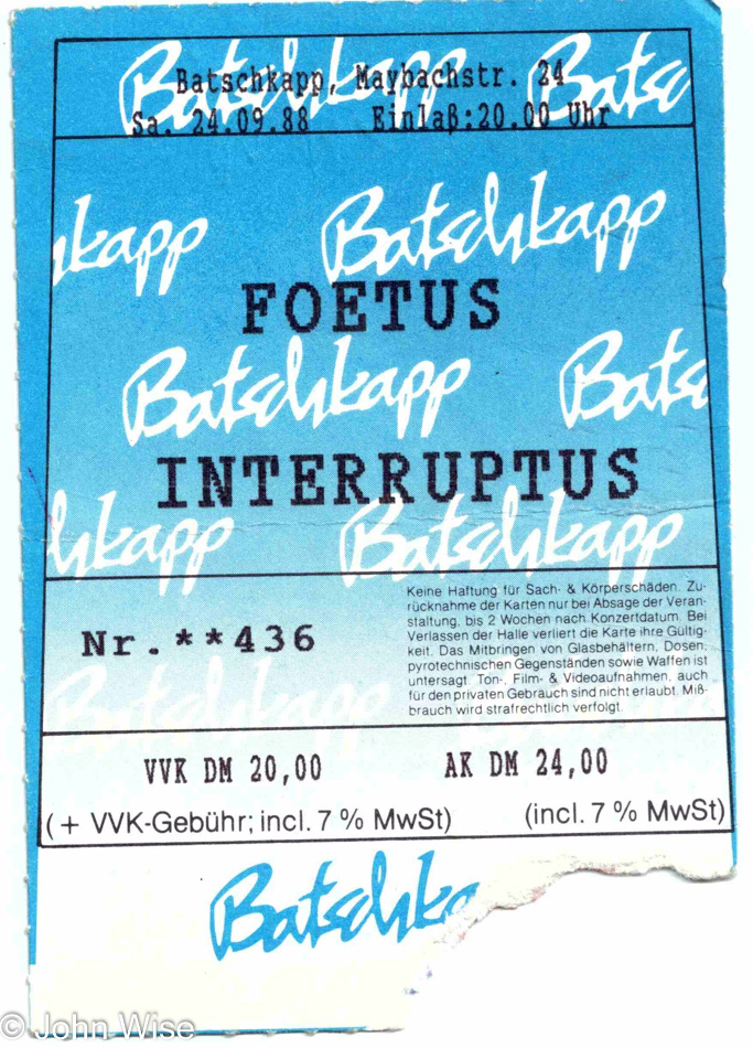 Foetus Interruptus 24 September 1988 in Frankfurt, Germany