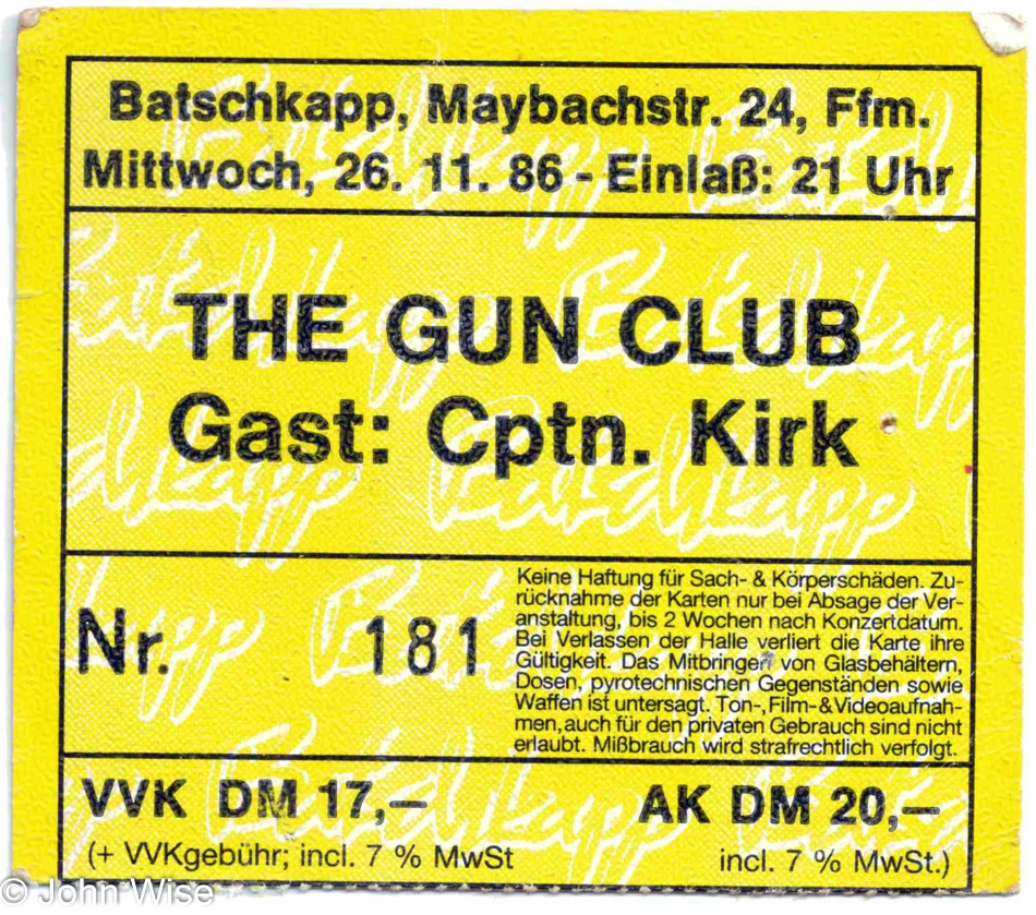 Gun Club 26 November 1986 in Frankfurt, Germany