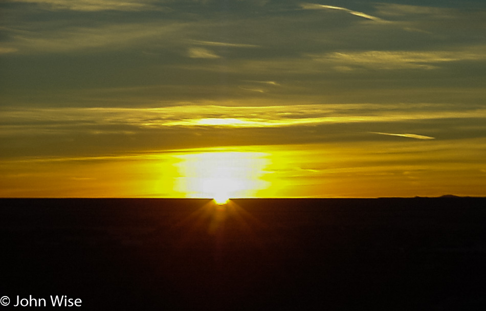 On the road in Arizona at sunset