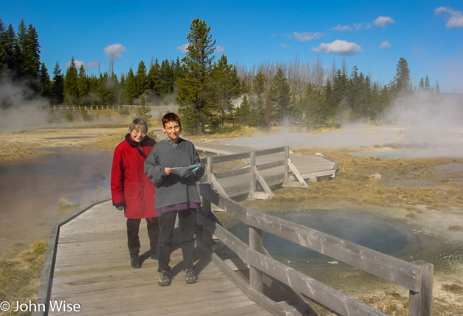 Jutta Engelhardt and Caroline Wise at Yellowstone National Park in Wyoming