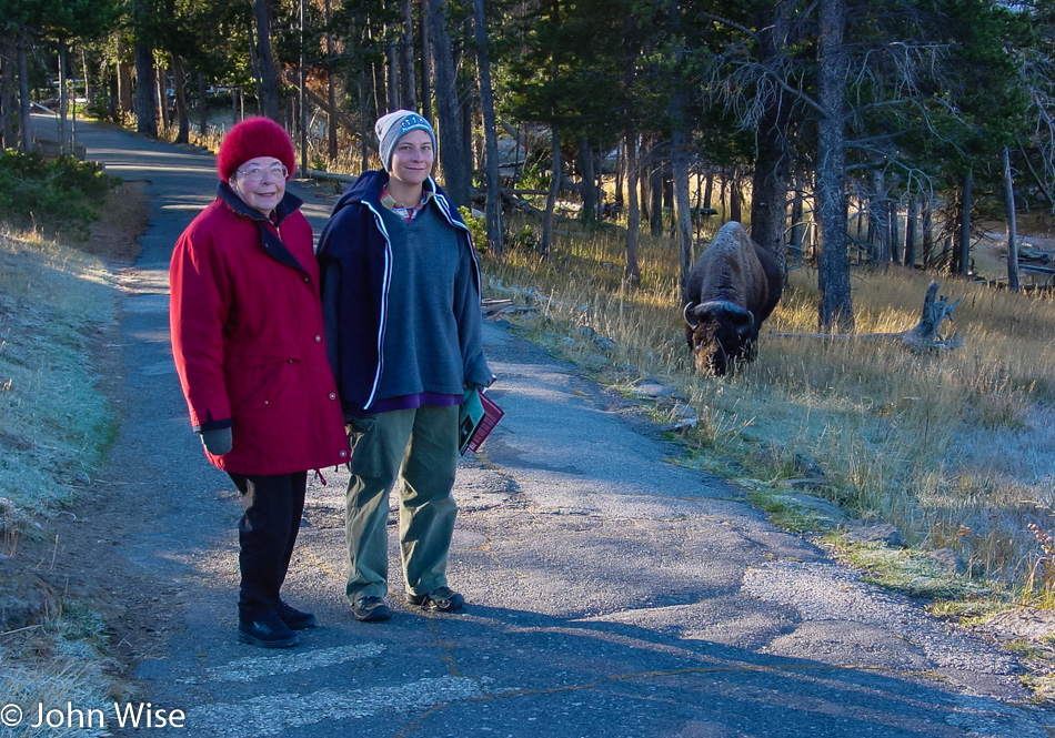 Jutta Engelhardt and Caroline Wise at Yellowstone National Park in Wyoming