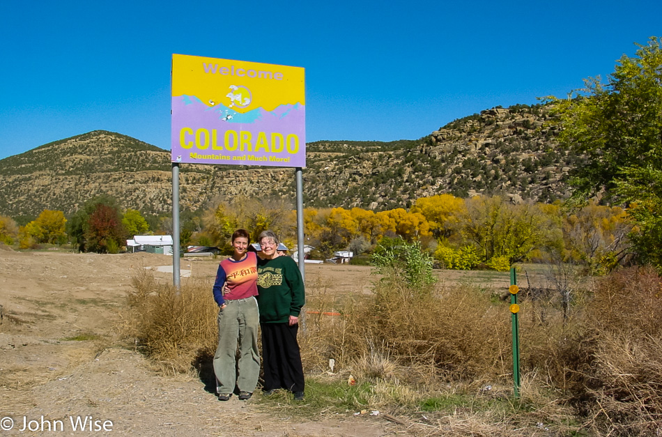 Caroline Wise and Jutta Engelhardt at a Colorado State sign