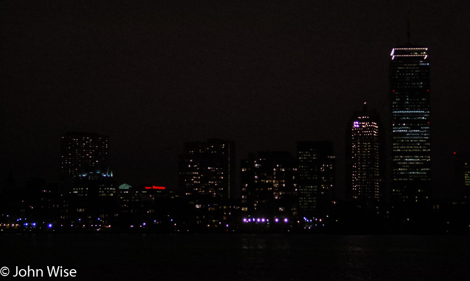 Boston skyline at night in Massachusetts 