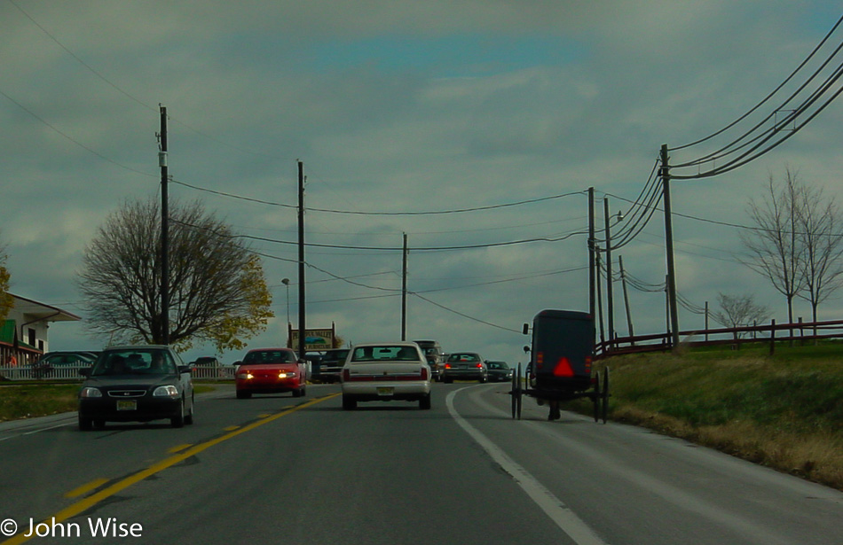 Amish buggy on the way to Intercourse, Pennsylvania