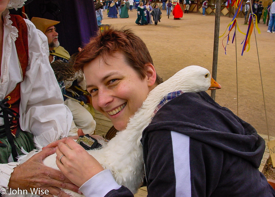 Getting a hug at the annual Renaissance Festival outside of Mesa, Arizona