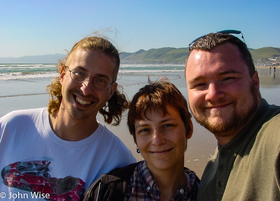 Mark Shimer, Caroline Wise, and John Wise on the California Coast