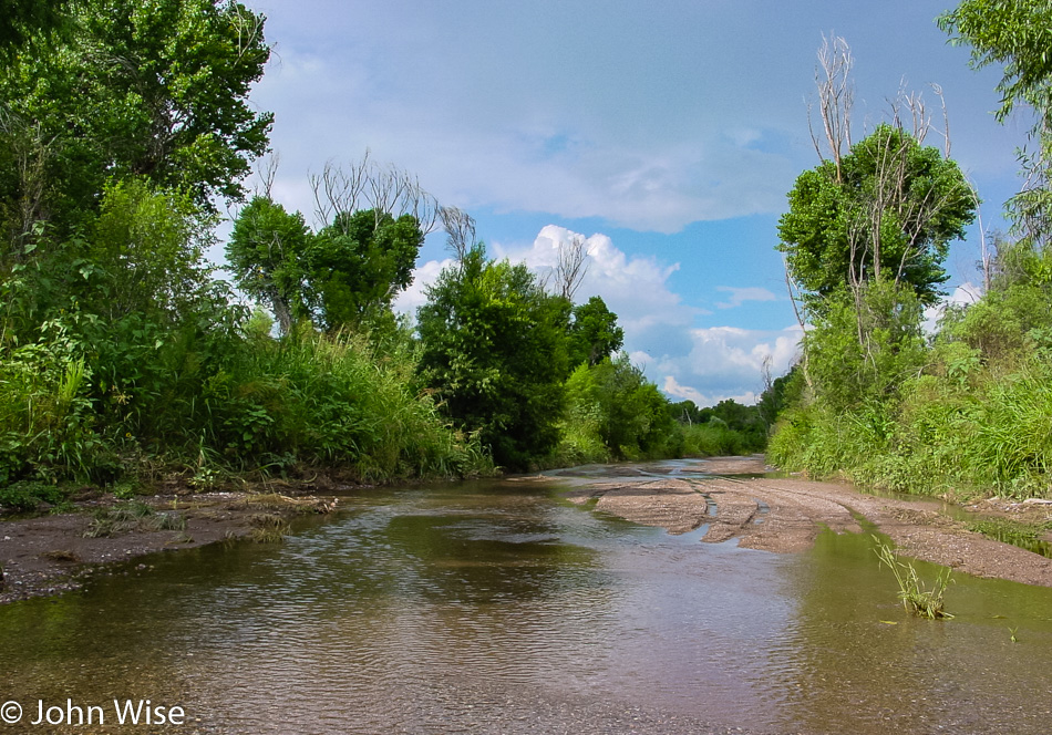 Dirt trail through a stream bed in southern Arizona