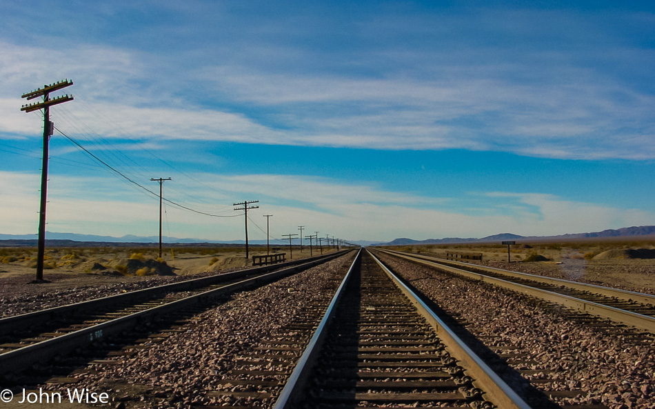 Train track along Route 66 in California