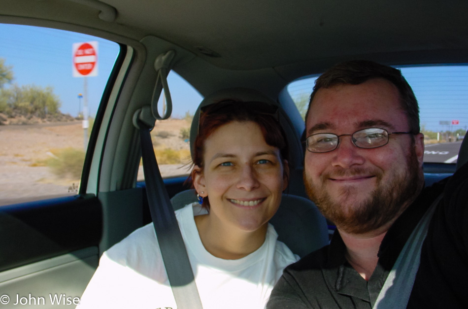 Caroline Wise and John Wise driving away from Phoenix, Arizona