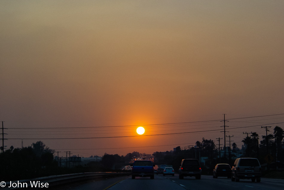 Sunset approaching Los Angeles, California