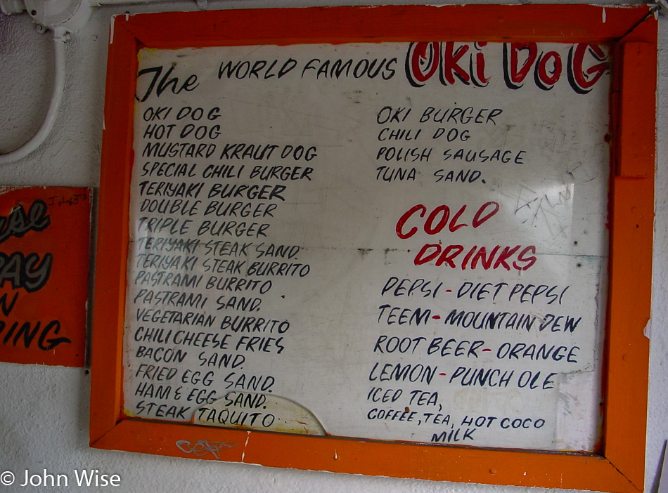 Oki Dog menu in Los Angeles, California