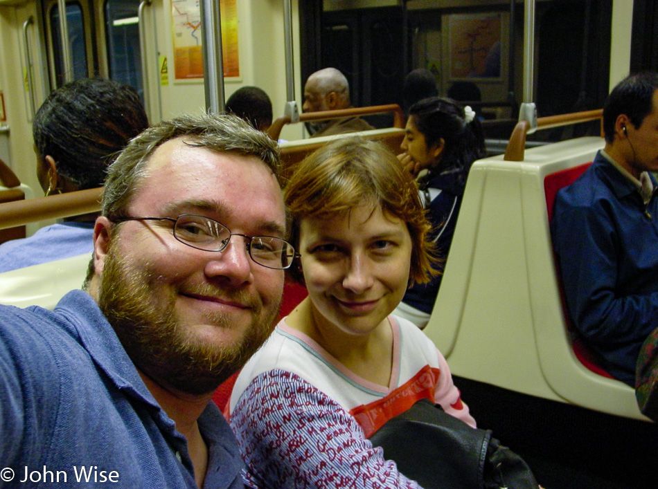 John Wise and Caroline Wise on the Subway in Los Angeles, California