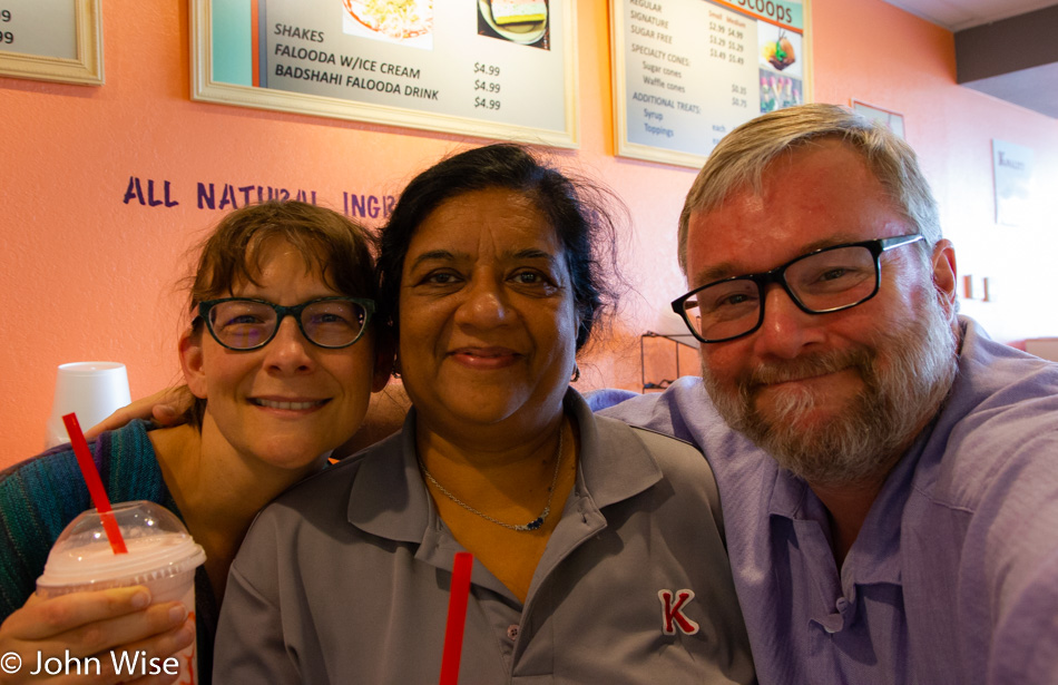 Caroline Wise, Sonal Patel, and John Wise at Kwality Ice Cream in Phoenix, Arizona