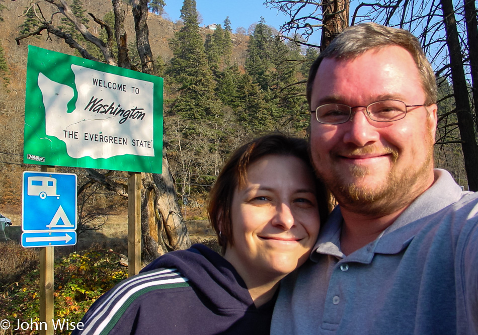 Caroline Wise and John Wise at the Washington State Line