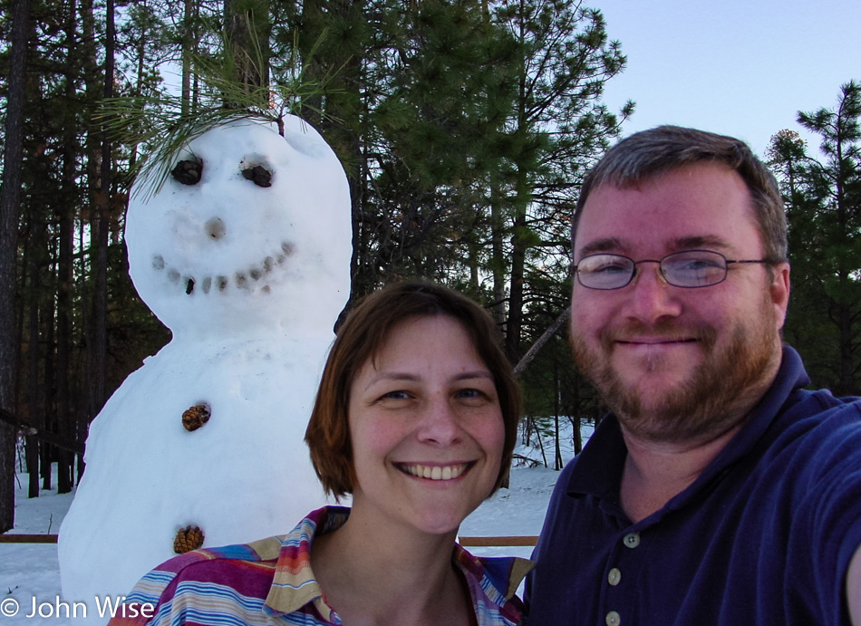 Caroline Wise and John Wise on the Mogollon Rim in Arizona