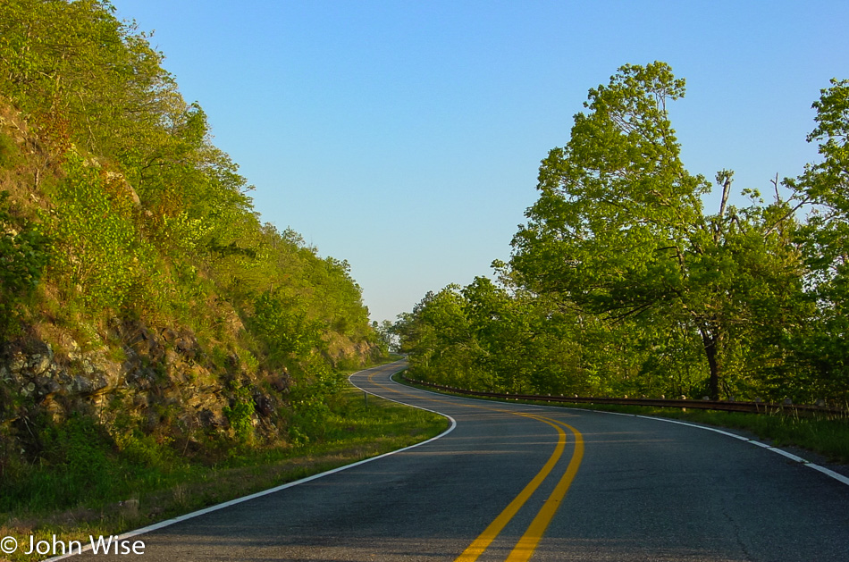 Driving west to Queen Wilhelmina State Park in Mena, Arkansas