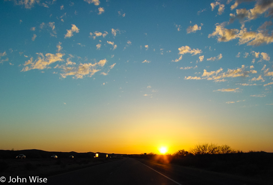 Approaching Phoenix, Arizona at sunset