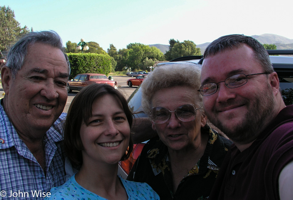 Woody Burns, Caroline Wise, Ann Burns, John Wise in Santa Barbara, California