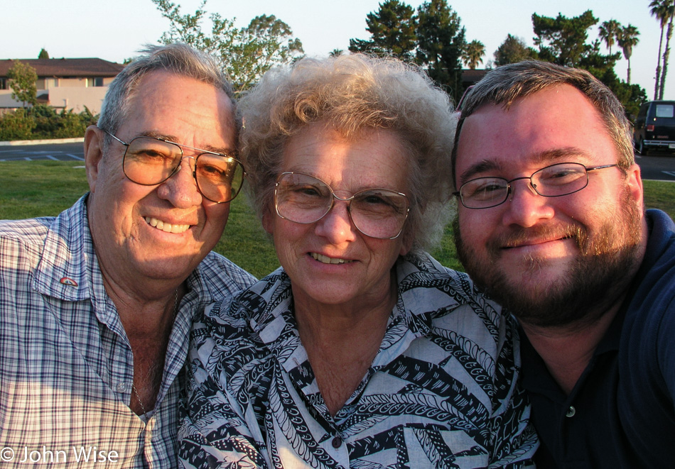 Woodrow Burns, Ann Burns, and John Wise in Santa Barbara, California