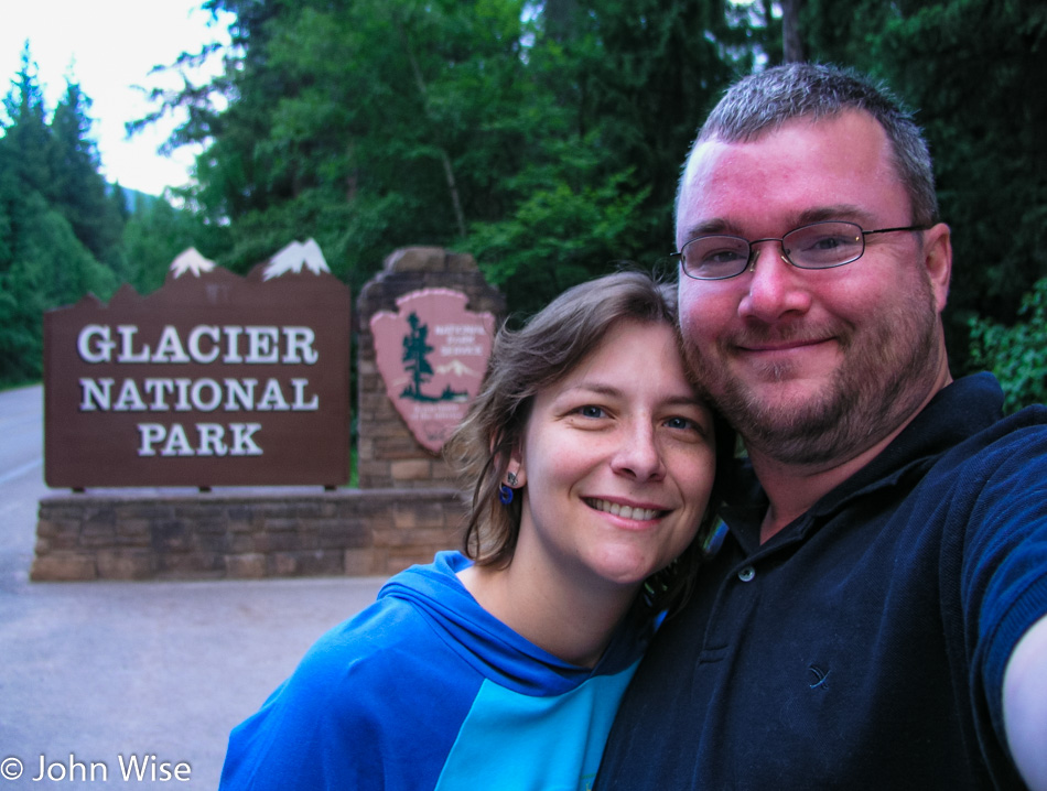 Caroline Wise and John entering Glacier National Park in Montana for the first time