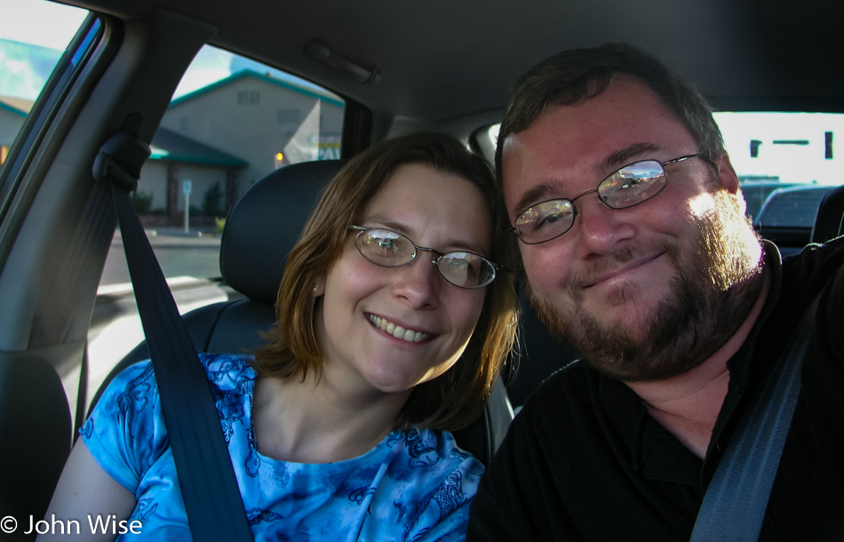 Caroline Wise and John Wise driving to Utah