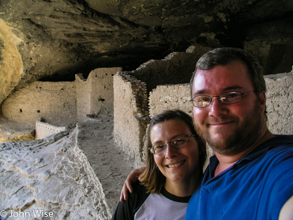 Caroline Wise and John Wise at Gila Cliff Dwellings National Monument in New Mexico