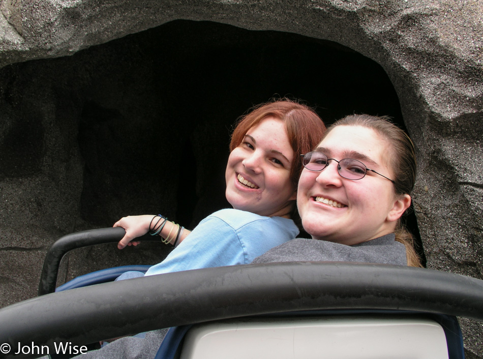 Jessica Wise and Amanda Goff at Disneyland in Anaheim, California