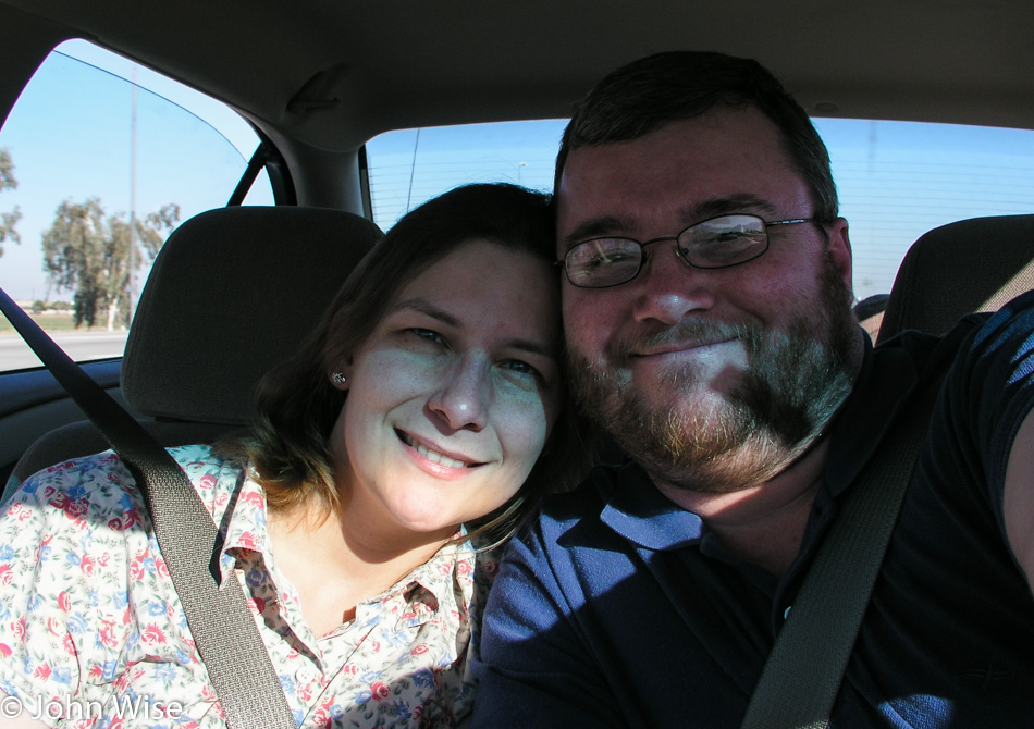 Caroline Wise and John Wise driving to California
